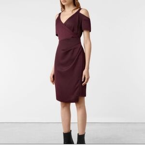 AllSaints Cadia Cold Open Shoulder Wrap Dress Size 8